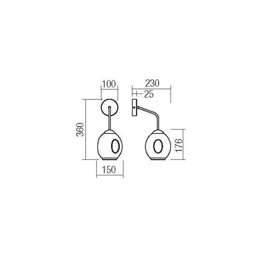 Redo 01-2618 - Væglampe PIERCE 1xE27/42W/230V sort/røget