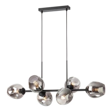 Redo 01-2620 - Pendel PIERCE 6xE27/42W/230V sort/røget