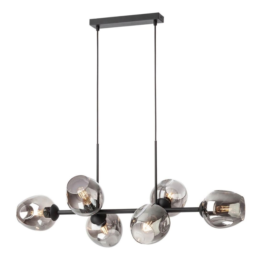 Redo 01-2620 - Pendel PIERCE 6xE27/42W/230V sort/røget