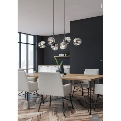 Redo 01-2620 - Pendel PIERCE 6xE27/42W/230V sort/røget
