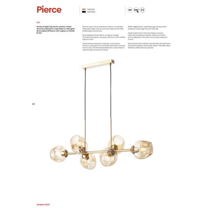 Redo 01-2622 - Pendel PIERCE 8xE27/42W/230V sort/røget