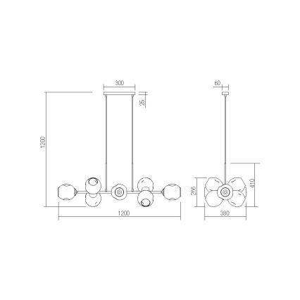 Redo 01-2622 - Pendel PIERCE 8xE27/42W/230V sort/røget