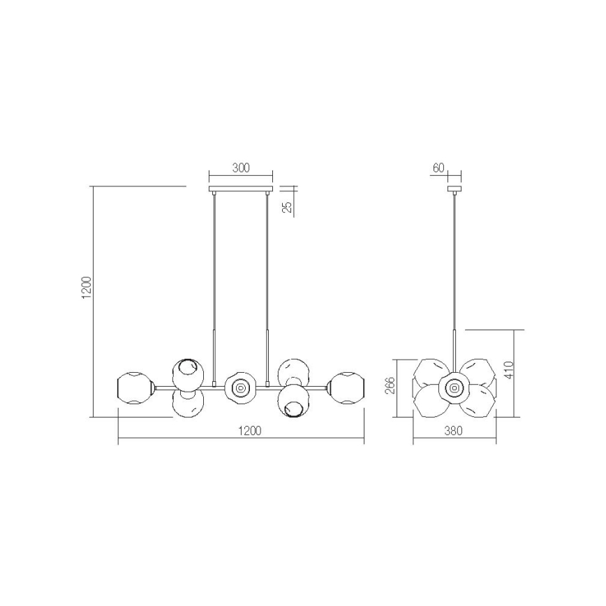 Redo 01-2622 - Pendel PIERCE 8xE27/42W/230V sort/røget