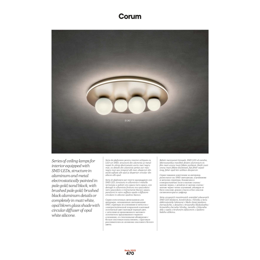 Redo 01-2657 - CORUM LED-loftlampe, 48W/230V, 3000K, CRI 90, hvid