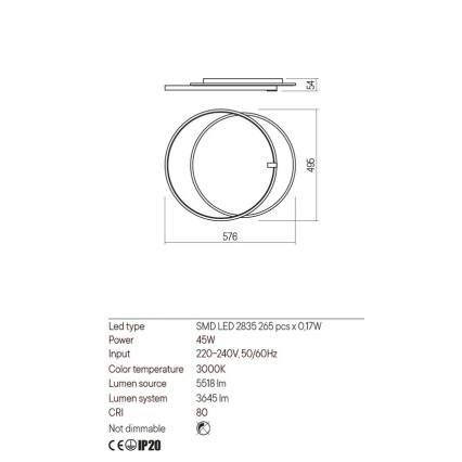 Redo 01-2660 - LED loftlampe ARP LED/45W/230V sort