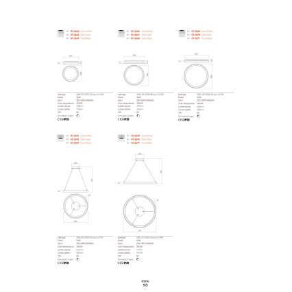 Redo 01-2667 - LED loftlampe dæmpbar ICONIC LED/40W/230V diameter 48 cm guldfarvet