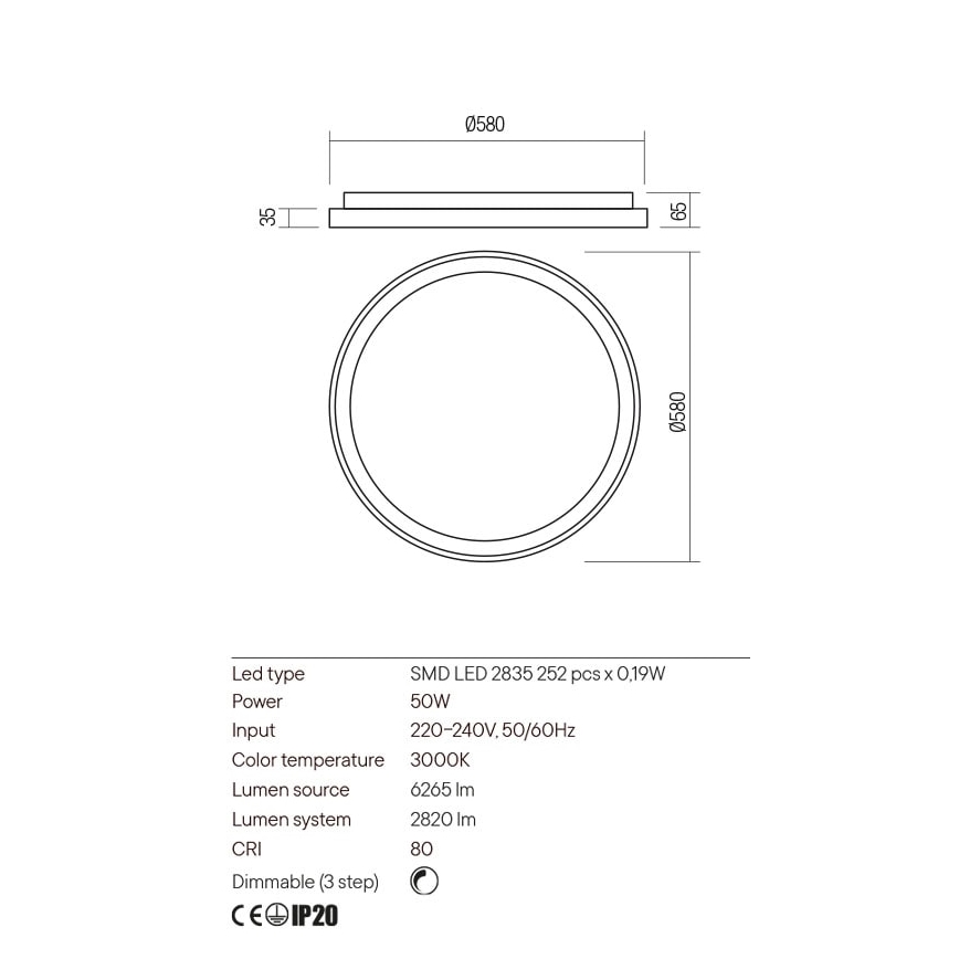 Redo 01-2670 - LED loftlampe dæmpbar ICONIC LED/50W/230V diameter 58 cm guldfarvet
