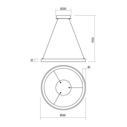 Redo 01-2674- LED pendel dæmpbar ICONIC LED/50W/230V diameter 58 cm sort