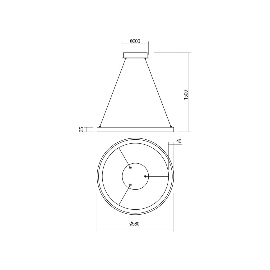 Redo 01-2674- LED pendel dæmpbar ICONIC LED/50W/230V diameter 58 cm sort