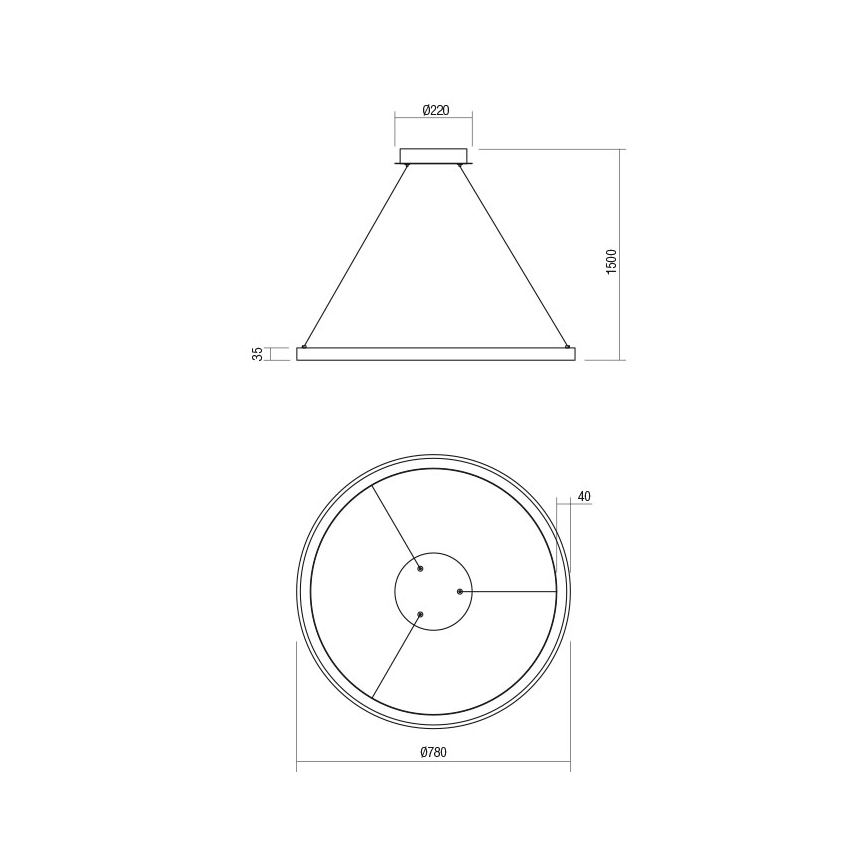 Redo 01-2675 - Dæmpbar LED-lysekrone på wire ICONIC LED/60W/230V Ø 78 cm hvid
