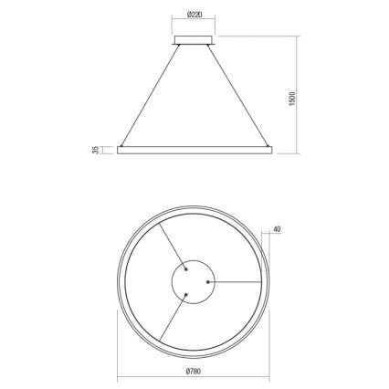 Redo 01-2676 - LED pendel dæmpbar ICONIC LED/60W/230V diameter 78 cm guldfarvet