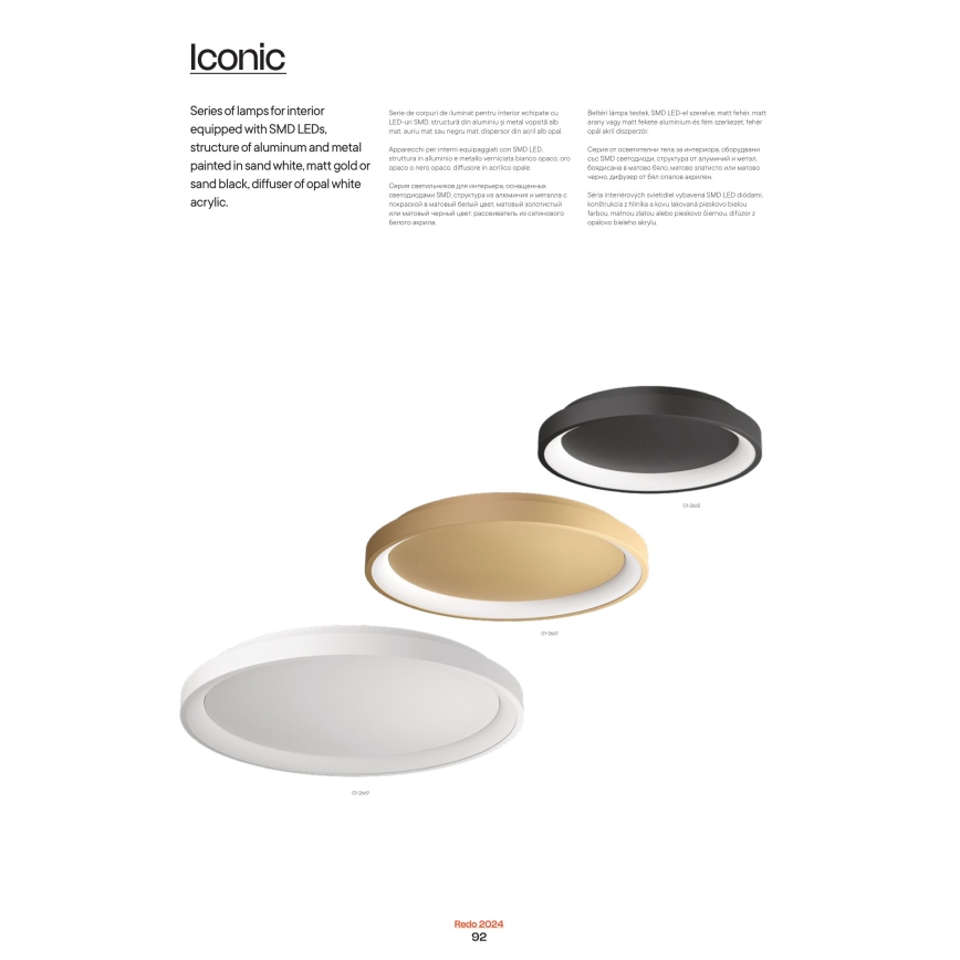 Redo 01-2677 - LED pendel dæmpbar ICONIC LED/60W/230V diameter 78 cm sort