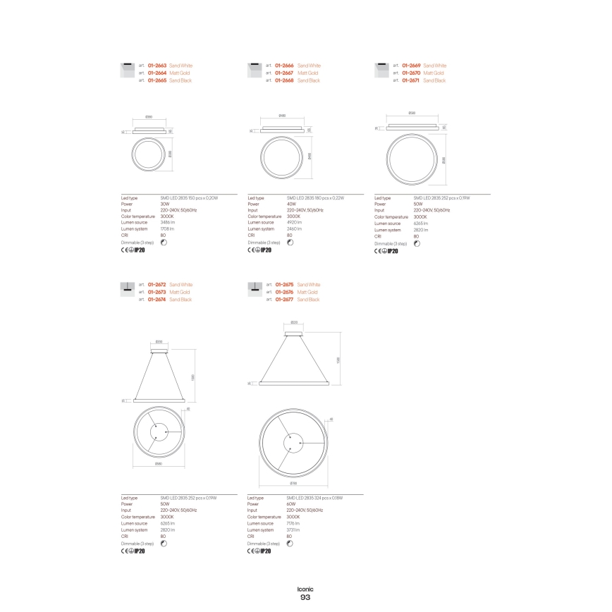 Redo 01-2677 - LED pendel dæmpbar ICONIC LED/60W/230V diameter 78 cm sort