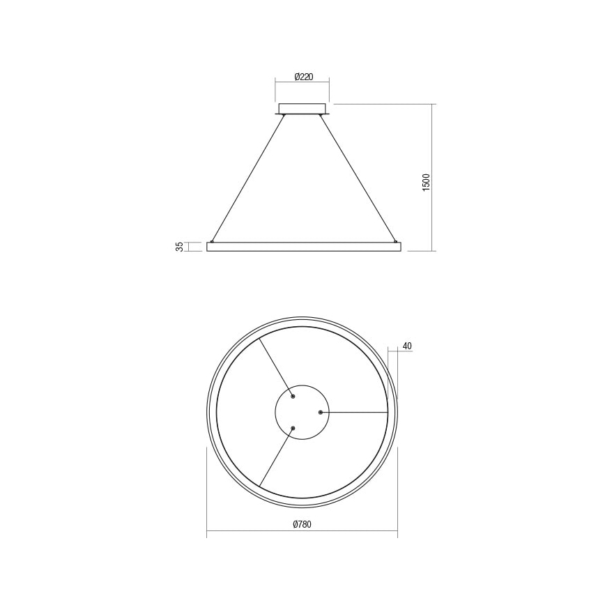 Redo 01-2677 - LED pendel dæmpbar ICONIC LED/60W/230V diameter 78 cm sort