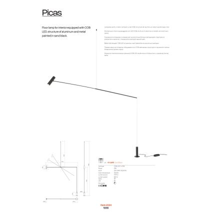 Redo 01-2695 - LED gulvlampe dæmpbar PICAS LED/12W/230V sort