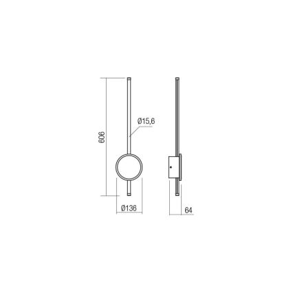 Redo 01-2701 - LED væglampe DIAZ LED/18W/230V CRI 90 sort