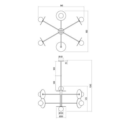 Redo 01-2734 - Pendellampe PLATO 6xG9/10W/230V sort