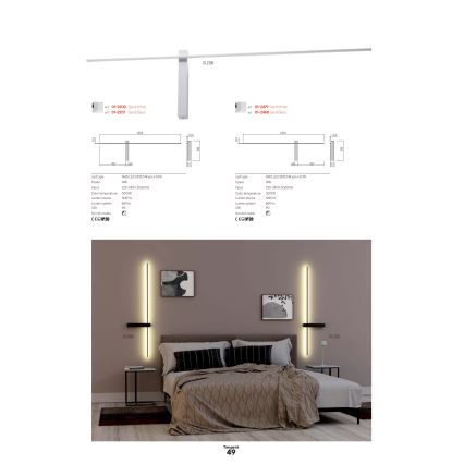Redo 01-2744 - LED væglampe TANGENT LED/13W/230V 3000K 63,4 cm CRI 90 hvid