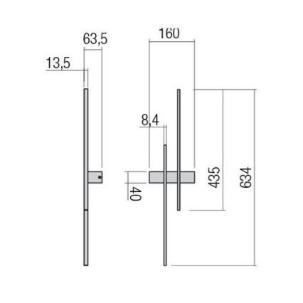 Redo 01-2744 - LED væglampe TANGENT LED/13W/230V 3000K 63,4 cm CRI 90 hvid