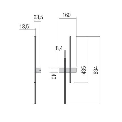 Redo 01-2745 - LED væglampe TANGENT LED/13W/230V CRI 90 sort