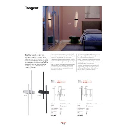 Redo 01-2747 - LED væglampe TANGENT LED/13W/230V 3000K 63,4 cm CRI 90 sort