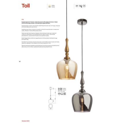 Redo 01-2752 - Pendel TOLL 1xE27/42W/230V sort