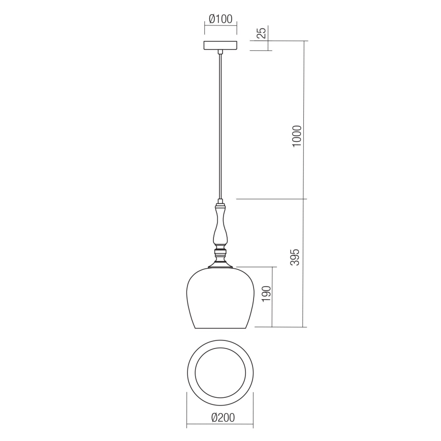 Redo 01-2752 - Pendel TOLL 1xE27/42W/230V sort