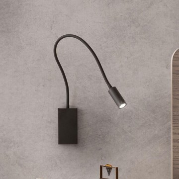 Redo 01-2755 - LED Fleksibel lampe WALLIE LED/3W/230V USB CRI 90 sort