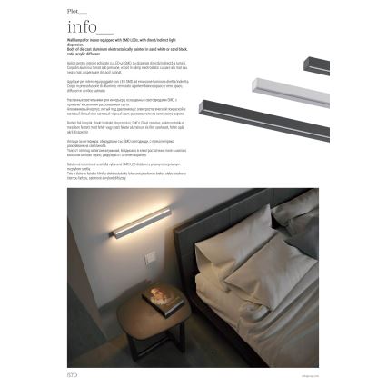 Redo 01-2765 - PLOT LED-væglampe, 31 W/230 V, 90 cm, sort