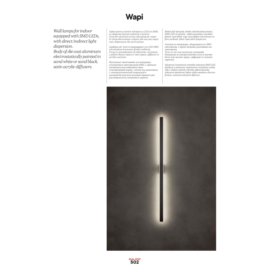 Redo 01-2770 - LED vægarmatur WAPI LED/30W/230V 119 cm hvid