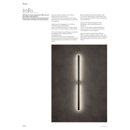 Redo 01-2771 - LED væglampe WAPI LED/30W/230V 119 cm sort