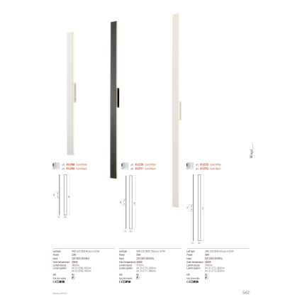 Redo 01-2771 - LED væglampe WAPI LED/30W/230V 119 cm sort