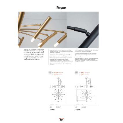 Redo 01-2774 - Pendellampe RAYEN 12xG9/10W/230V bronze