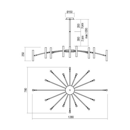 Redo 01-2776 - Pendellampe RAYEN 16xG9/10W/230V bronze