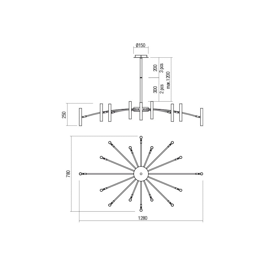 Redo 01-2776 - Pendellampe RAYEN 16xG9/10W/230V bronze