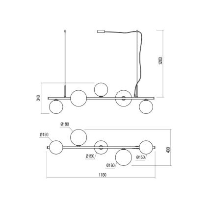 Redo 01-2779 - Pendellampe ROY 5xG9/10W/230V