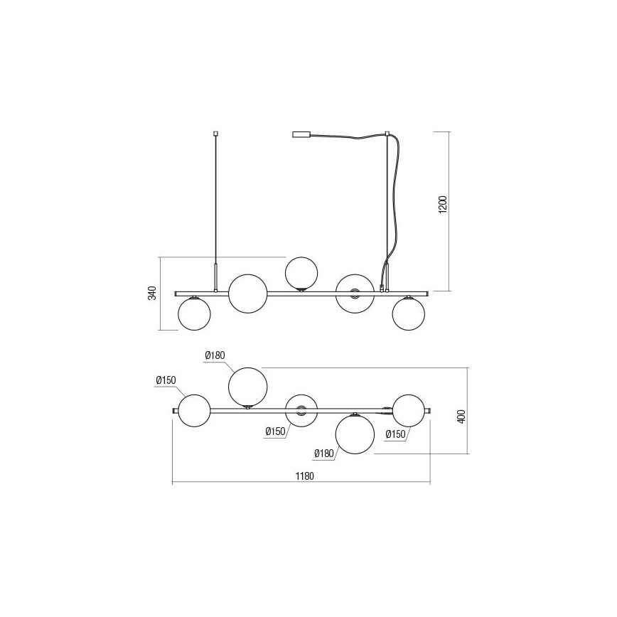 Redo 01-2779 - Pendellampe ROY 5xG9/10W/230V