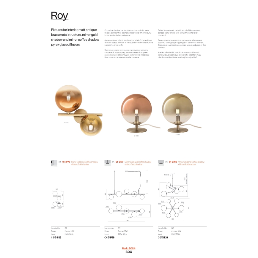 Redo 01-2781 - Pendellampe ROY 10xG9/10W/230V