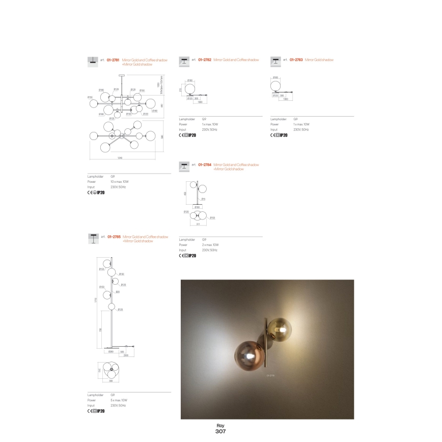 Redo 01-2781 - Pendellampe ROY 10xG9/10W/230V