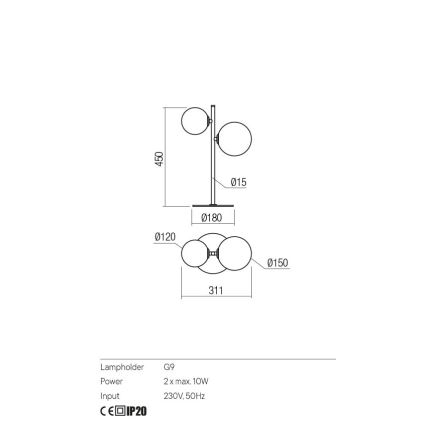 Redo 01-2784 - Bordlampe ROY 2xG9/10W/230V