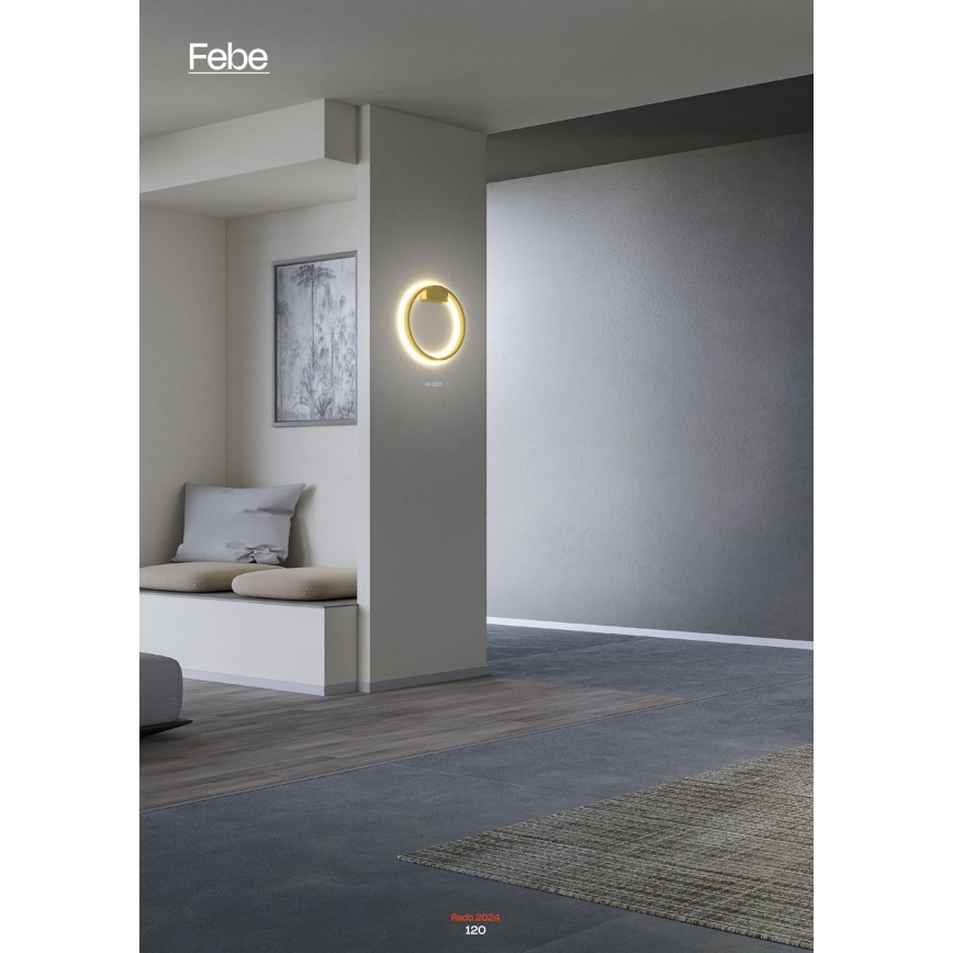 Redo 01-2835 - LED vægspot dæmpbar FEBE LED/24W/230V guldfarvet