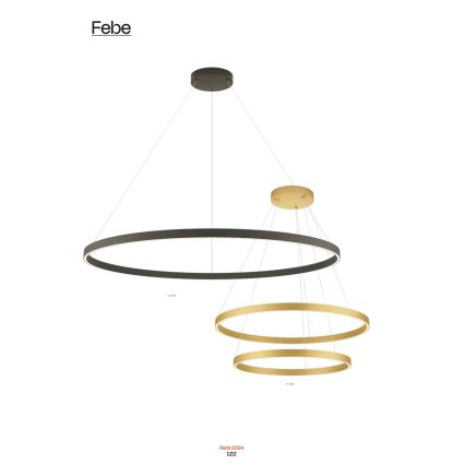Redo 01-2865 - Dæmpbar LED-pendel med kabelophæng FEBE LED/37W/230V guldfarvet