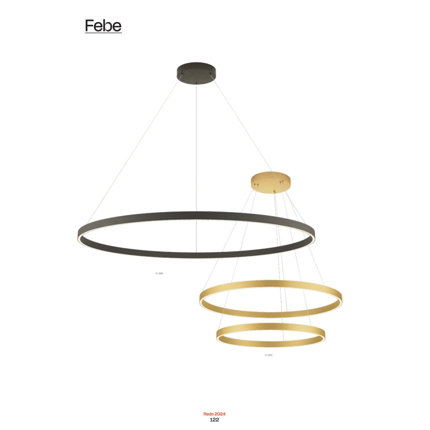 Redo 01-2865 - Dæmpbar LED-pendel med kabelophæng FEBE LED/37W/230V guldfarvet