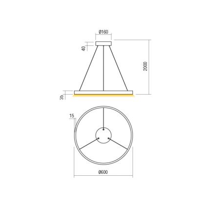 Redo 01-2865 - LED pendel dæmpbar FEBE LED/37W/230V guldfarvet