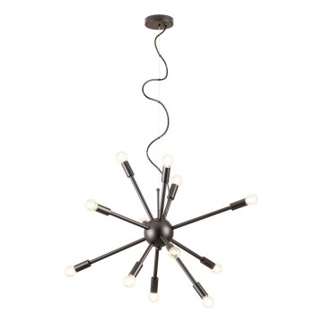 Redo 01-2934 - STELLAR lysekrone med wireophæng 12xE14/25W/230V, sort