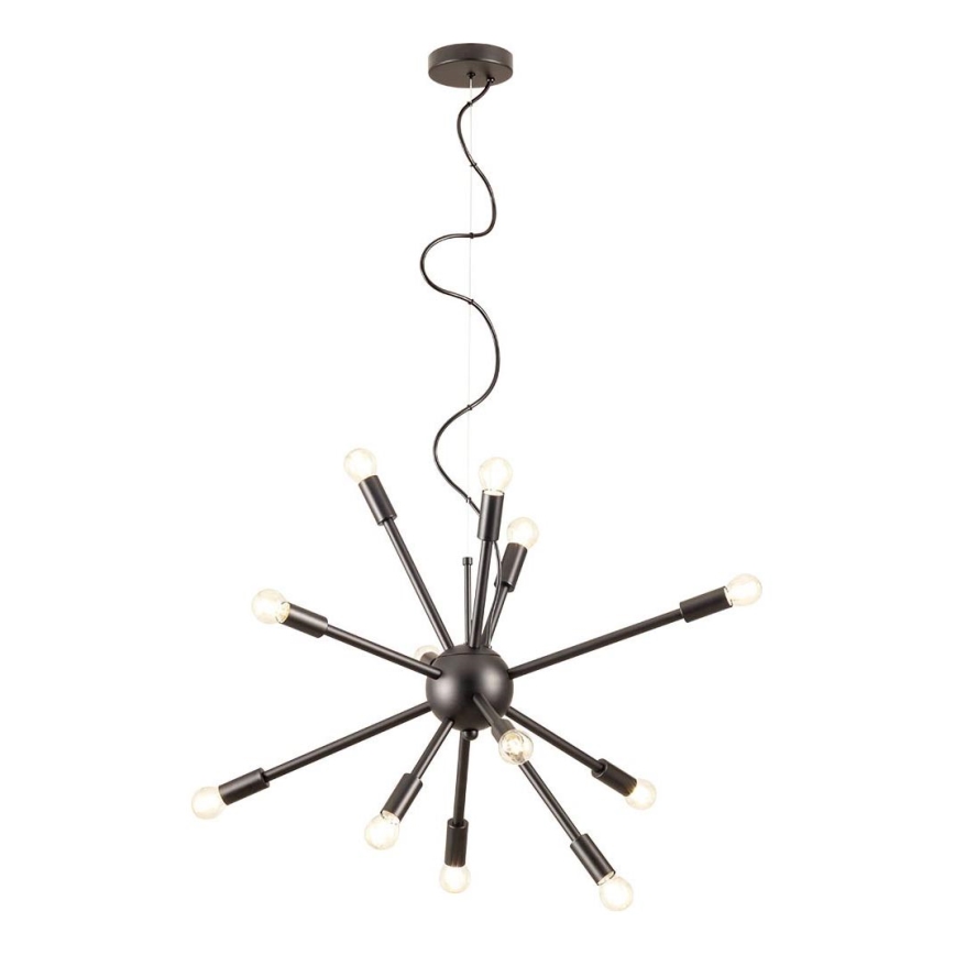 Redo 01-2934 - STELLAR lysekrone med wireophæng 12xE14/25W/230V, sort