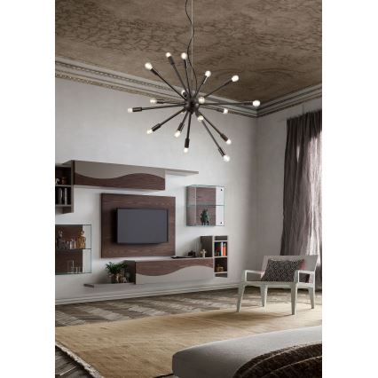 Redo 01-2934 - STELLAR lysekrone med wireophæng 12xE14/25W/230V, sort