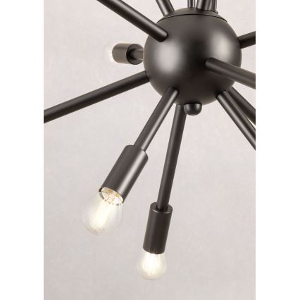 Redo 01-2934 - STELLAR lysekrone med wireophæng 12xE14/25W/230V, sort