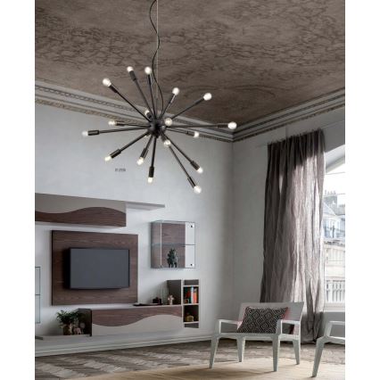Redo 01-2936 - Pendel STELLAR 18xE14/25W/230V sort