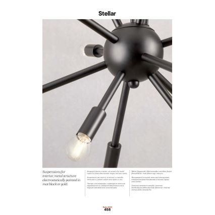 Redo 01-2936 - Pendel STELLAR 18xE14/25W/230V sort